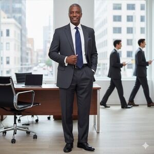 Jos. A. Bank 2 Piece Suit Men 50R 42x26 Charcoal Gray‎ 100% Wool Traveler's Work